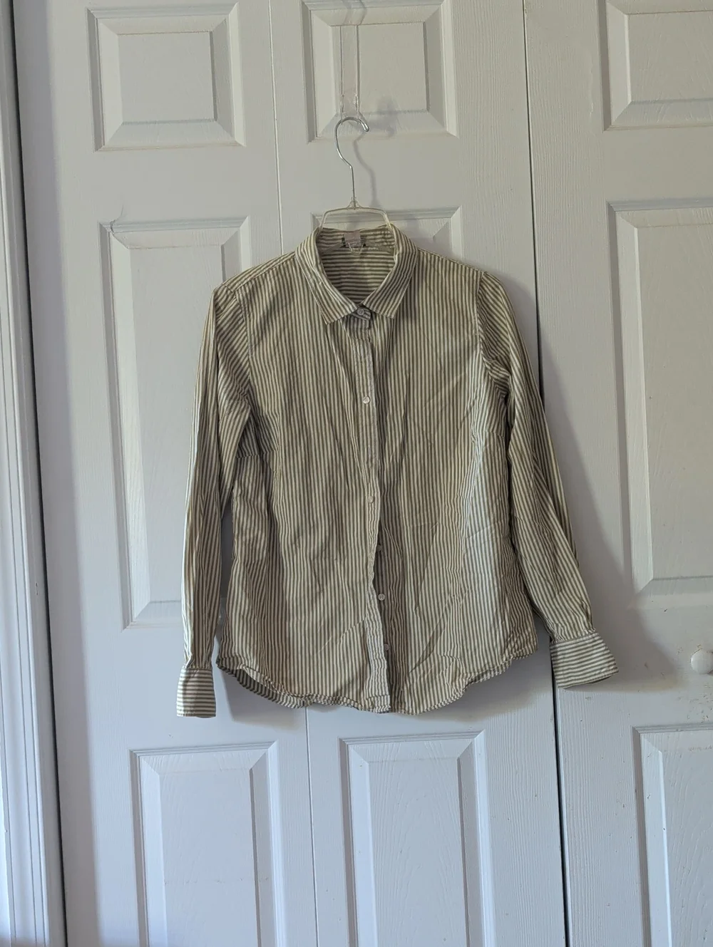 J. Crew Striped Button-Up Shirt in Cream and Black